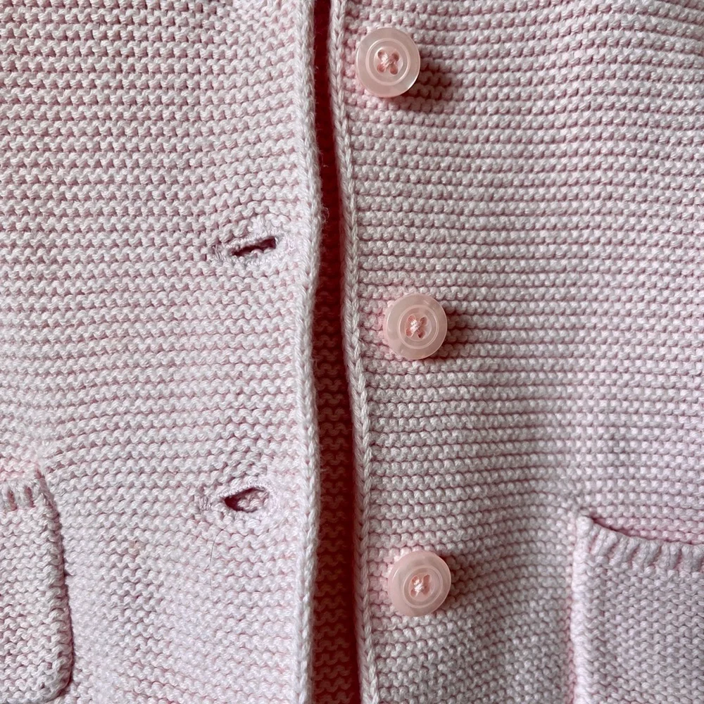GAP BABY GAP Hooded Garter Knit Sweater in Milkshake Pink‎ Sz 3-6 months